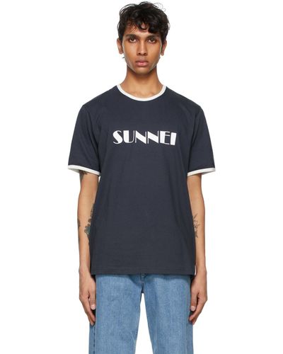 Sunnei Cotton Blue & White Logo T-shirt for Men - Lyst