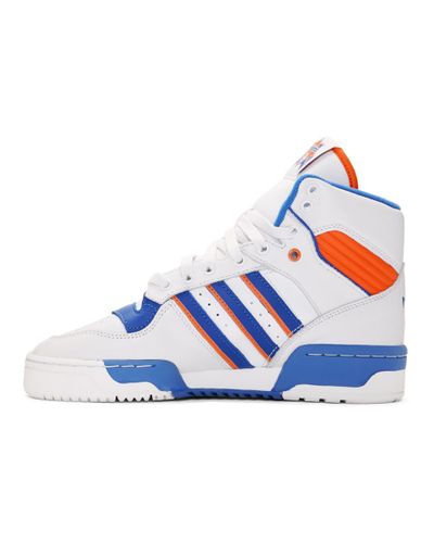 adidas Originals Leather White And Blue Rivalry High-top Sneakers for Men - Lyst