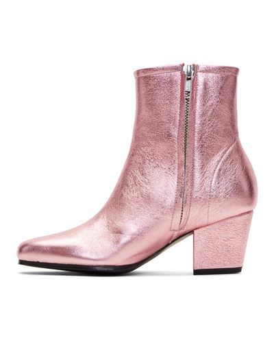 metallic pink booties