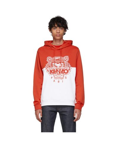 KENZO 'colorblock Tiger' Hoodie Sweatshirt in Red White (Red) for 