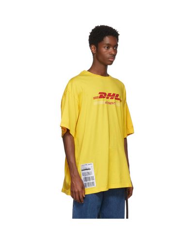 Vetements Cotton Yellow Dhl Double T-shirt for Men | Lyst
