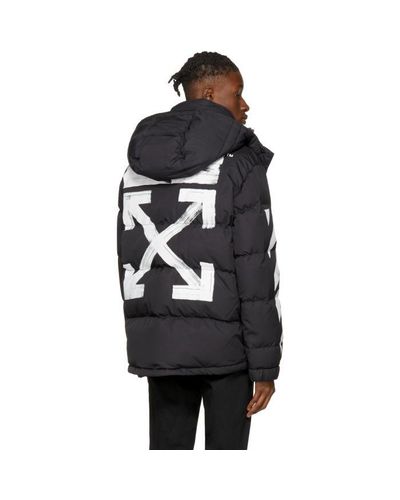 Off-White c/o Virgil Abloh Black Down Brushed Diagonal Jacket for