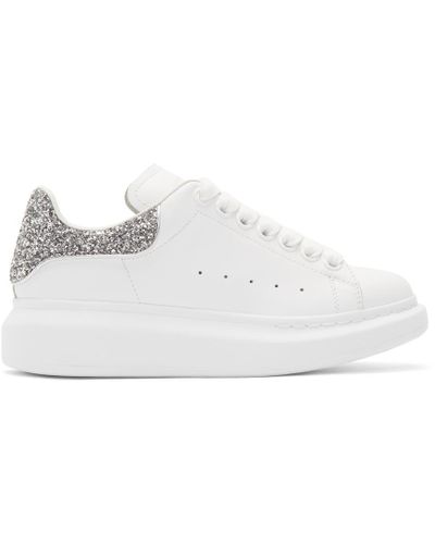 Alexander McQueen Leather Ssense Exclusive White And Silver Glitter  Oversized Sneakers in Metallic - Lyst