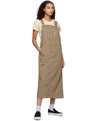 Carhartt WIP Beige Bib Skirt Dress in Natural | Lyst