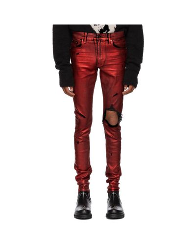 Amiri Denim Red Foil Broken Jeans for Men - Lyst
