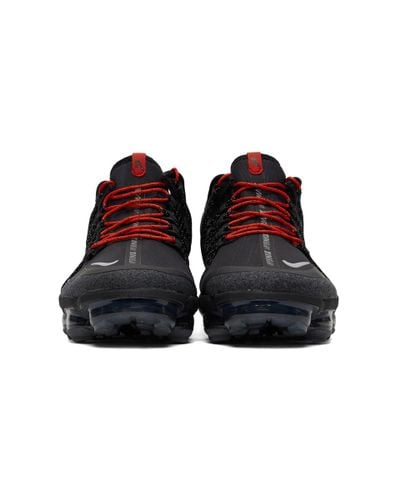 black & red air vapormax run utility sneakers