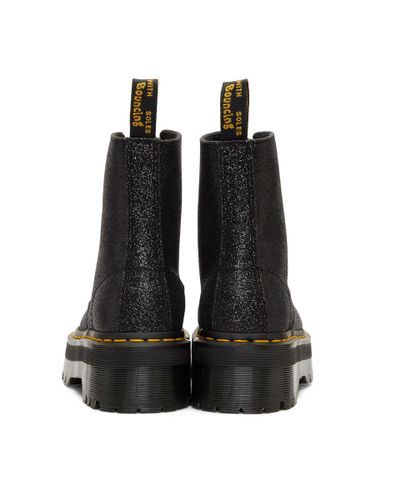 Dr. Martens Satin Black Glitter Molly Platform Boots - Lyst