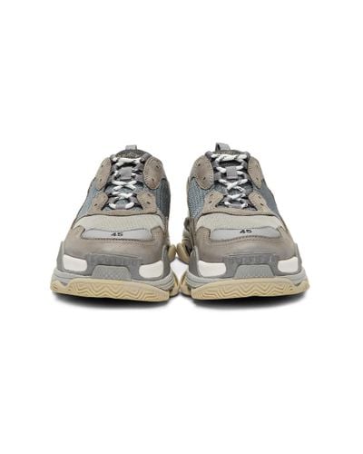 Balenciaga Leather Grey Triple S Sneakers in Gray for Men - Lyst