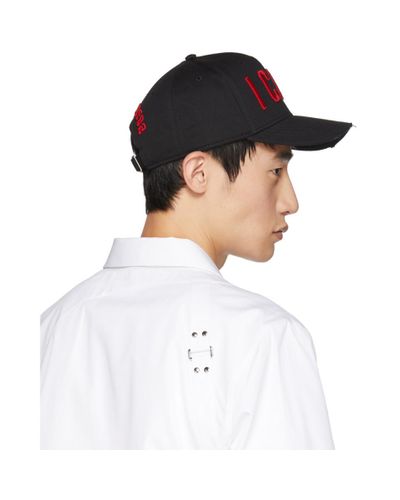 black and red icon cap