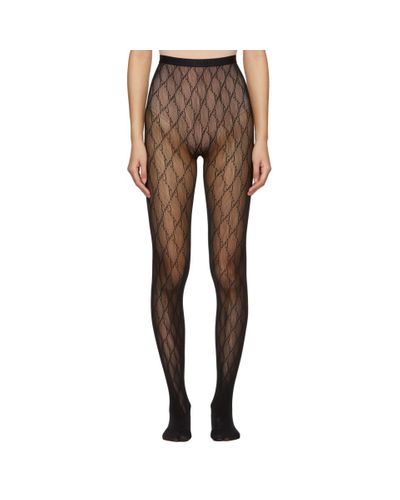 Gucci Synthetic GG Supreme Knit Tights in Black | Lyst