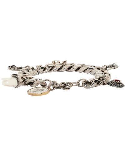 Alexander McQueen Silver Multi Charm Chain Bracelet in Metallic for Men -  Lyst