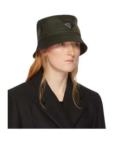 Prada Synthetic Khaki Nylon Bucket Hat in Army (Black) | Lyst