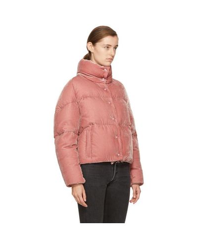 pink velour puffer jacket