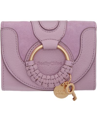 See By Chloé Purple Suede Compact Hana Wallet - Lyst