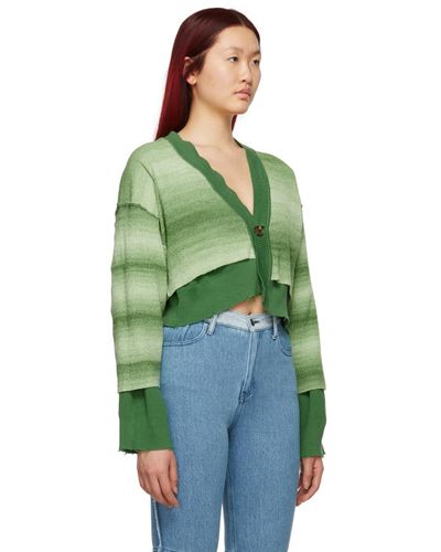 PERVERZE Reversible Loose Knit Cardigan in Green | Lyst