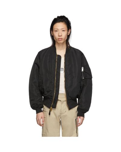 1017 ALYX 9SM Synthetic Reversible Black Ma-1 Bomber Jacket for 