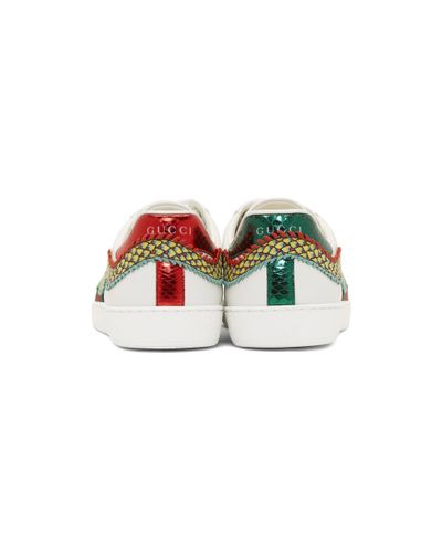 Gucci Leather White Dragon Ace Sneakers 