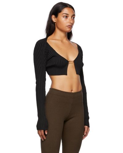 Jacquemus Synthetic La Maille Pralù Cropped Cardigan in Black | Lyst