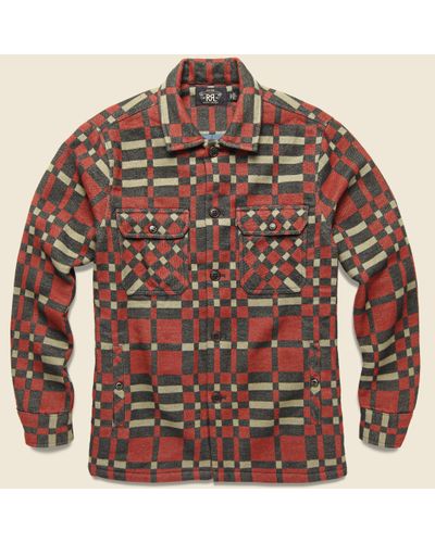 red and black overshirt