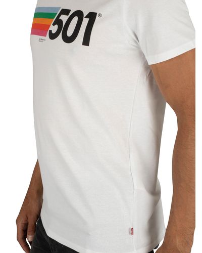 Cotton 501 White Rainbow Stripe T-shirt 
