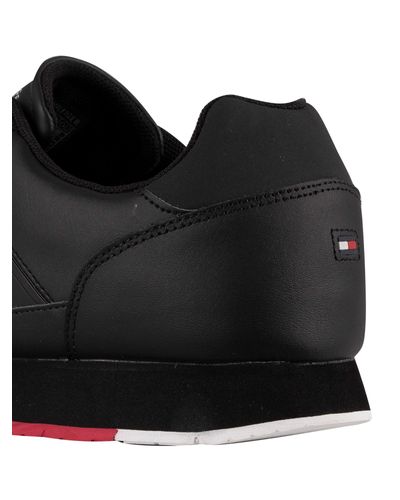 Tommy Hilfiger Corporate Leather Runner Trainers in Black for Men - Lyst