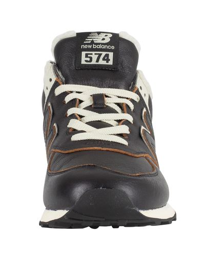 New Balance 574 Leather Sherpa Trainers in Black for Men - Lyst