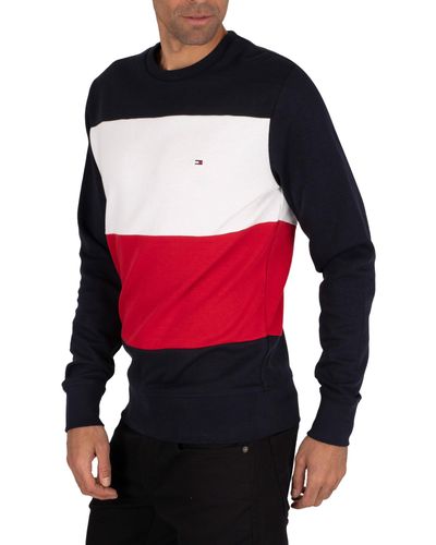 Tommy Hilfiger Colourblock Sweatshirt in Red for Men - Lyst