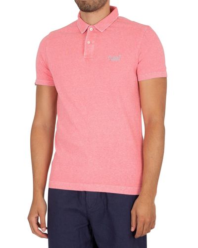 Superdry Cotton La Beach Jersey Polo Shirt in Pink for Men | Lyst
