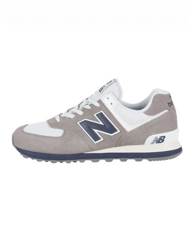 New Balance Gunmetal/navy 574 Suede Trainers for Men - Lyst