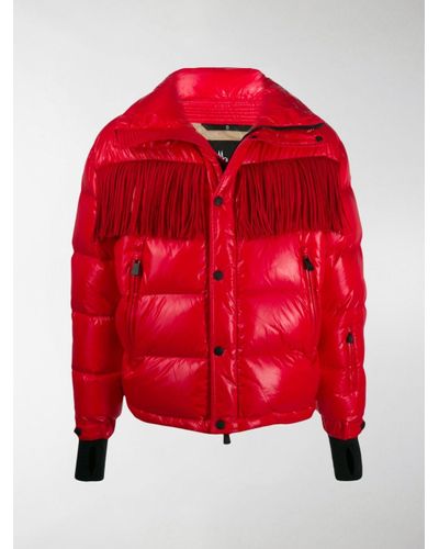 Moncler Genius Fringe Detail Padded Jacket in Red for Men - Lyst