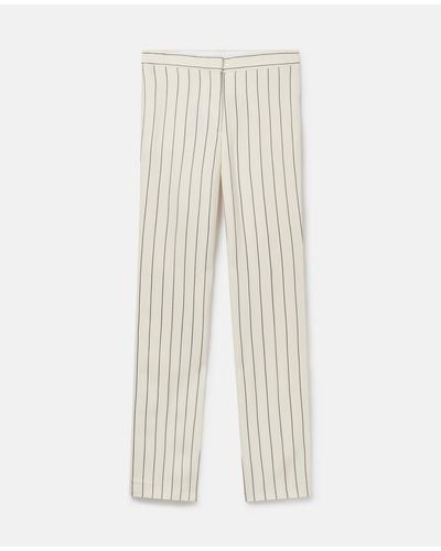 Stella McCartney Striped Mid-rise Straight-leg Pants - White