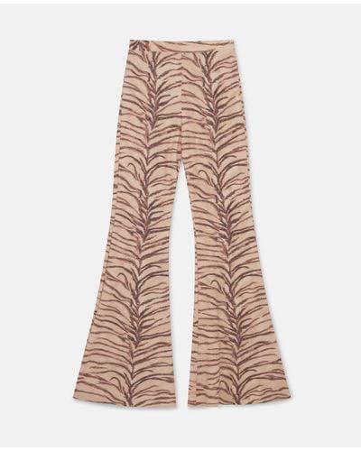 Stella McCartney Tiger Print High-Rise Flared Pants - Natural