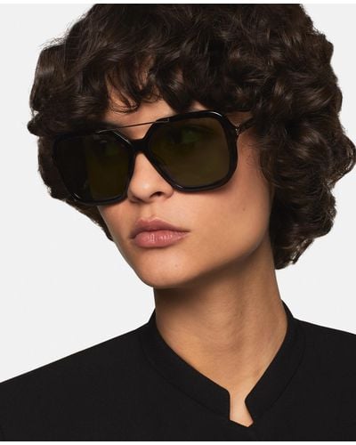 Stella McCartney Oversized Square Metal Bar Sunglasses - Black