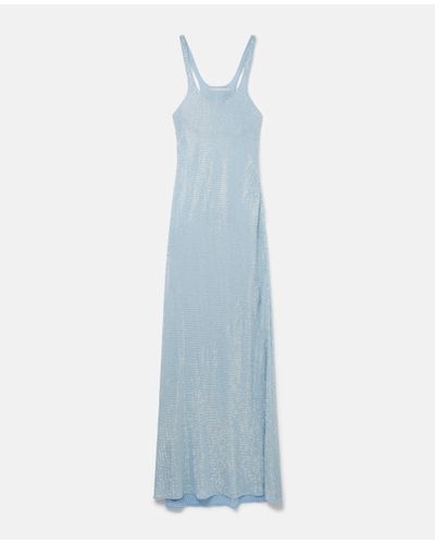 Stella McCartney Crystal Strass Silk Maxi Dress - Blue