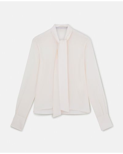 Stella McCartney Silk Crêpe De Chine Pussybow Shirt - White
