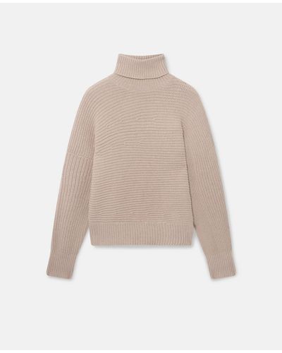Stella McCartney Rib-knit Regenerated Cashmere Cape Sweater - Natural