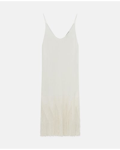 Stella McCartney Open-Knit Fringe Midi Dress - White