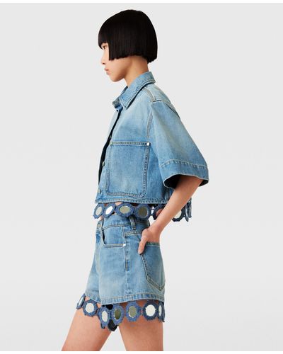 Stella McCartney Mirror Crochet High-rise Shorts - Blue