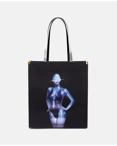 Stella McCartney Sexy Robot Graphic Organic Cotton Canvas Tote Bag - Blue