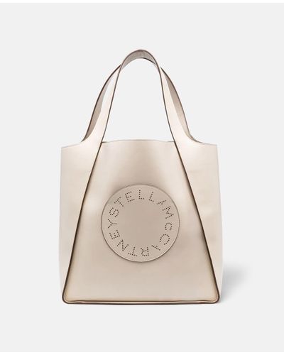 Stella McCartney Stella Logo Square Tote Bag, , Pure - Natural