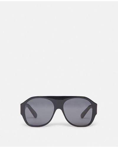 Stella McCartney Logo Chunky Aviator Sunglasses, , Shiny - Grey