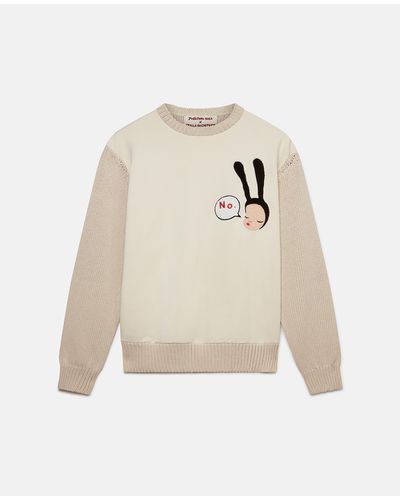 Stella McCartney Little Black Bunny Embroidered Cotton Sweater - White
