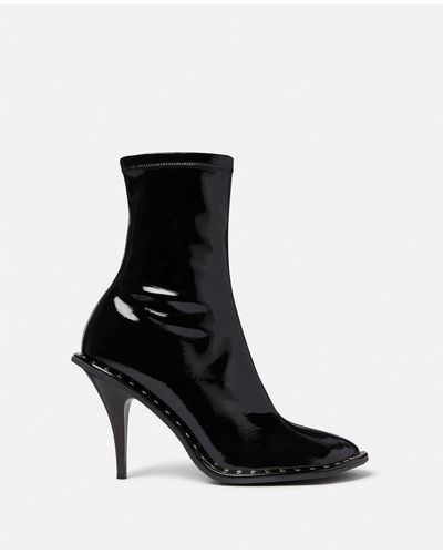 Stella McCartney Ryder Lacquered Stiletto Ankle Boots - Black