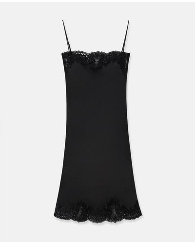 Stella McCartney Guipere Lace Trim Double Satin Cocktail Dress - Black