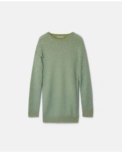 Stella McCartney Sequin Cape Sweater Dress - Green