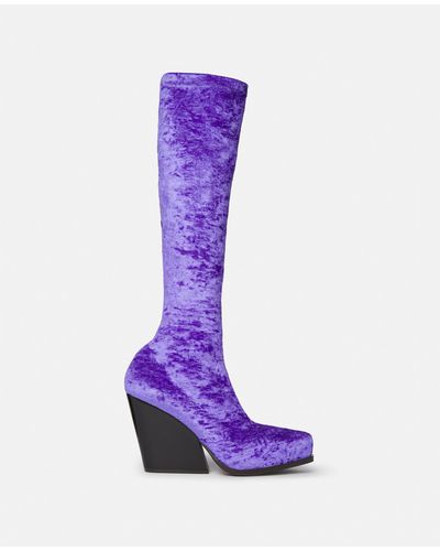 Stella McCartney Cowboy Crushed Velvet Knee-high Boots - Purple