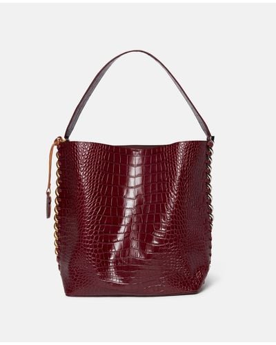 Stella McCartney Frayme Croc-effect Embossed Tote Bag - Red