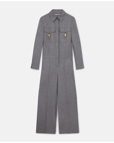 Stella McCartney Clasp-embellished Wool Jumpsuit - Gray