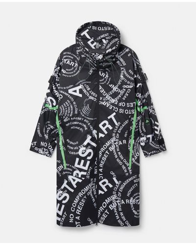 Stella McCartney Truecasuals Lettered Print Packable Long Parka Jacket - Multicolor