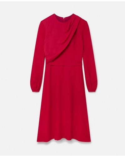 Stella McCartney Wrap Front Twill Midi Dress, , Raspberry - Red